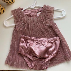 Cat & Jack Sparkly Lurex Pink Newborn Dress